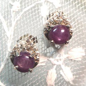 Natural Star Ruby 2ct Stud Earrings .925 Sterling Silver Genuine Gemstones
